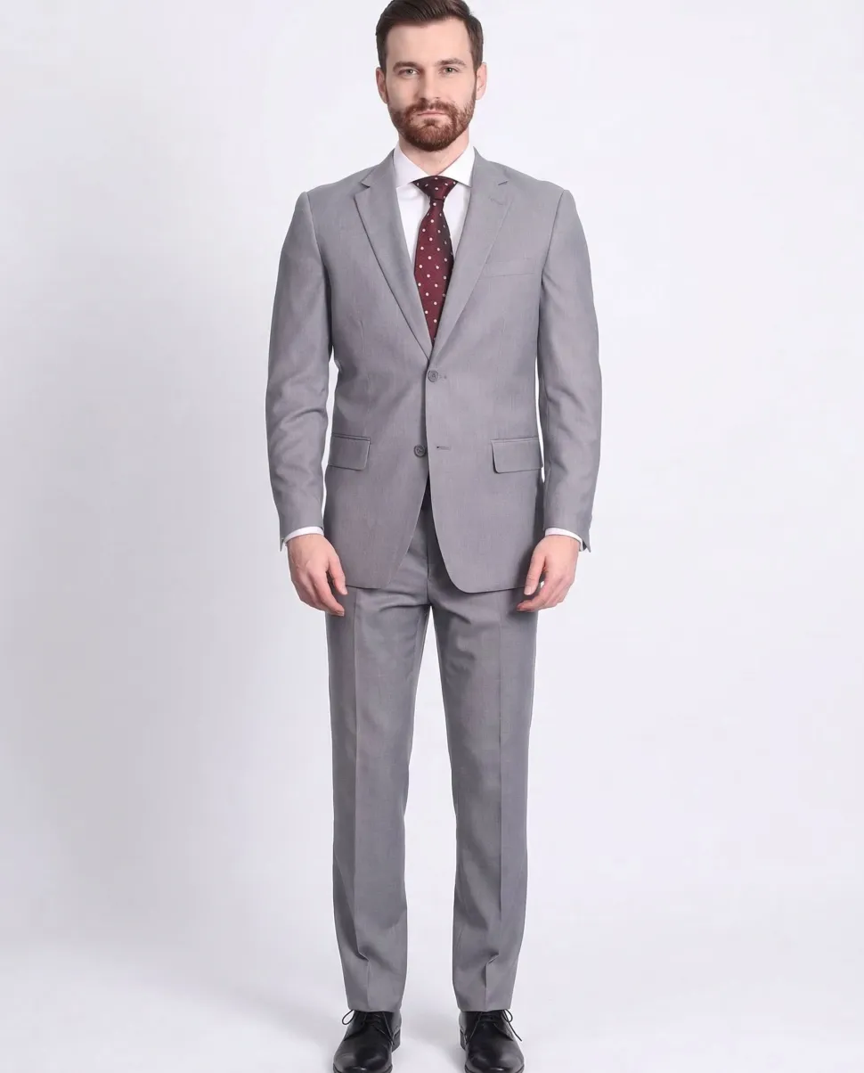 Raphael Men's Gray Regular Classic Fit Two Button Two Piece Suit