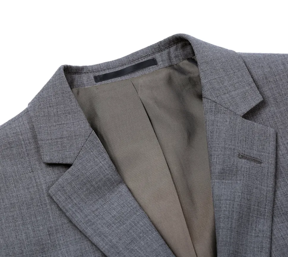 Raphael Men's Gray Slim Fit Notch Lapel Two Button Wool Suit