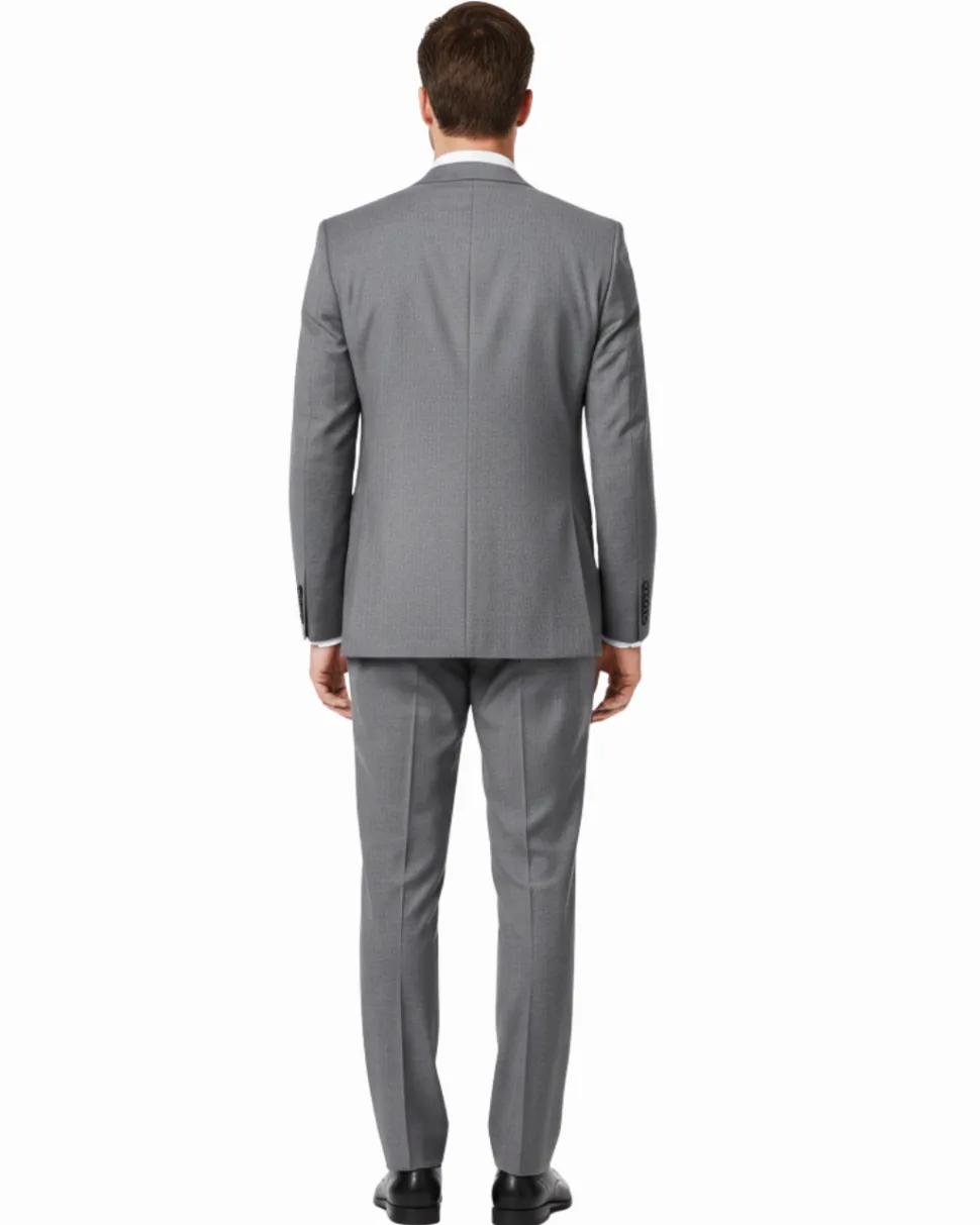 Raphael Men's Gray Slim Fit Notch Lapel Two Button Wool Suit