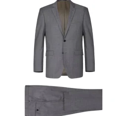 Raphael Men's Gray Slim Fit Notch Lapel Two Button Wool Suit