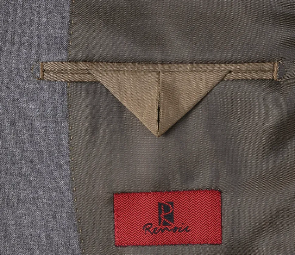 Raphael Men's Gray Slim Fit Notch Lapel Two Button Wool Suit