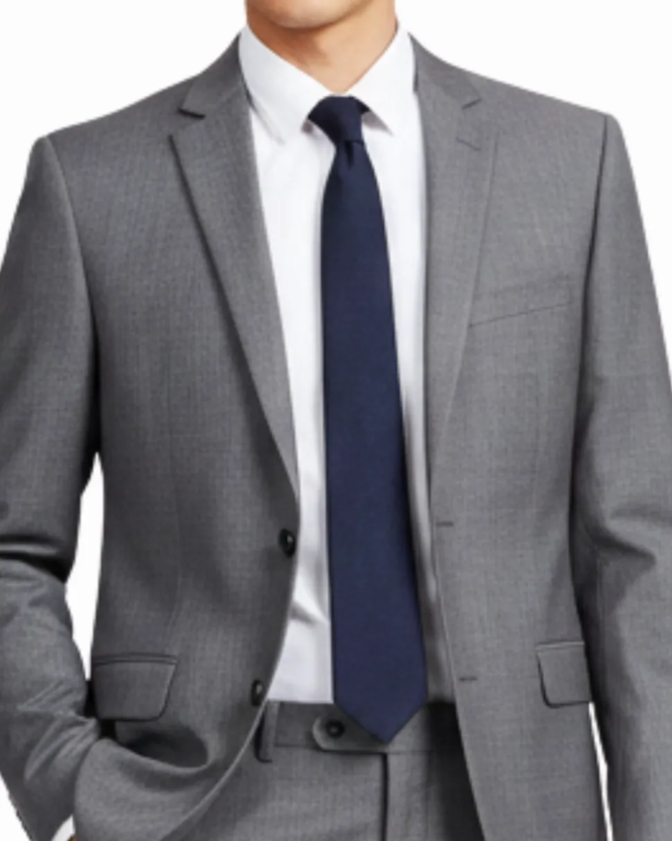 Raphael Men's Gray Slim Fit Notch Lapel Two Button Wool Suit