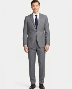 Raphael Men's Gray Slim Fit Notch Lapel Two Button Wool Suit