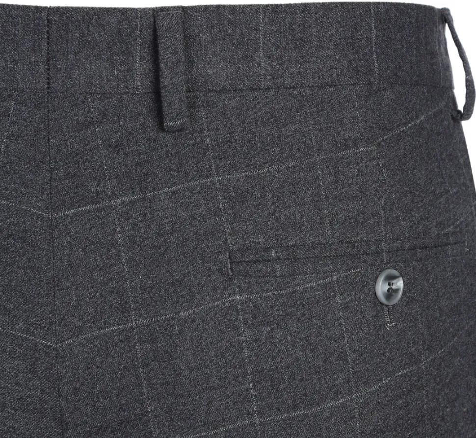 Raphael Mens Gray Windowpane Slim Fit Notch Lapels 2 Buttons Stretch Suit