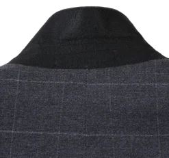 Raphael Mens Gray Windowpane Slim Fit Notch Lapels 2 Buttons Stretch Suit