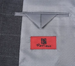 Raphael Mens Gray Windowpane Slim Fit Notch Lapels 2 Buttons Stretch Suit