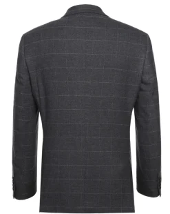 Raphael Mens Gray Windowpane Slim Fit Notch Lapels 2 Buttons Stretch Suit