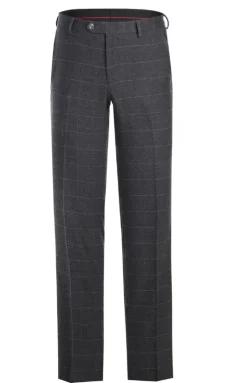 Raphael Mens Gray Windowpane Slim Fit Notch Lapels 2 Buttons Stretch Suit