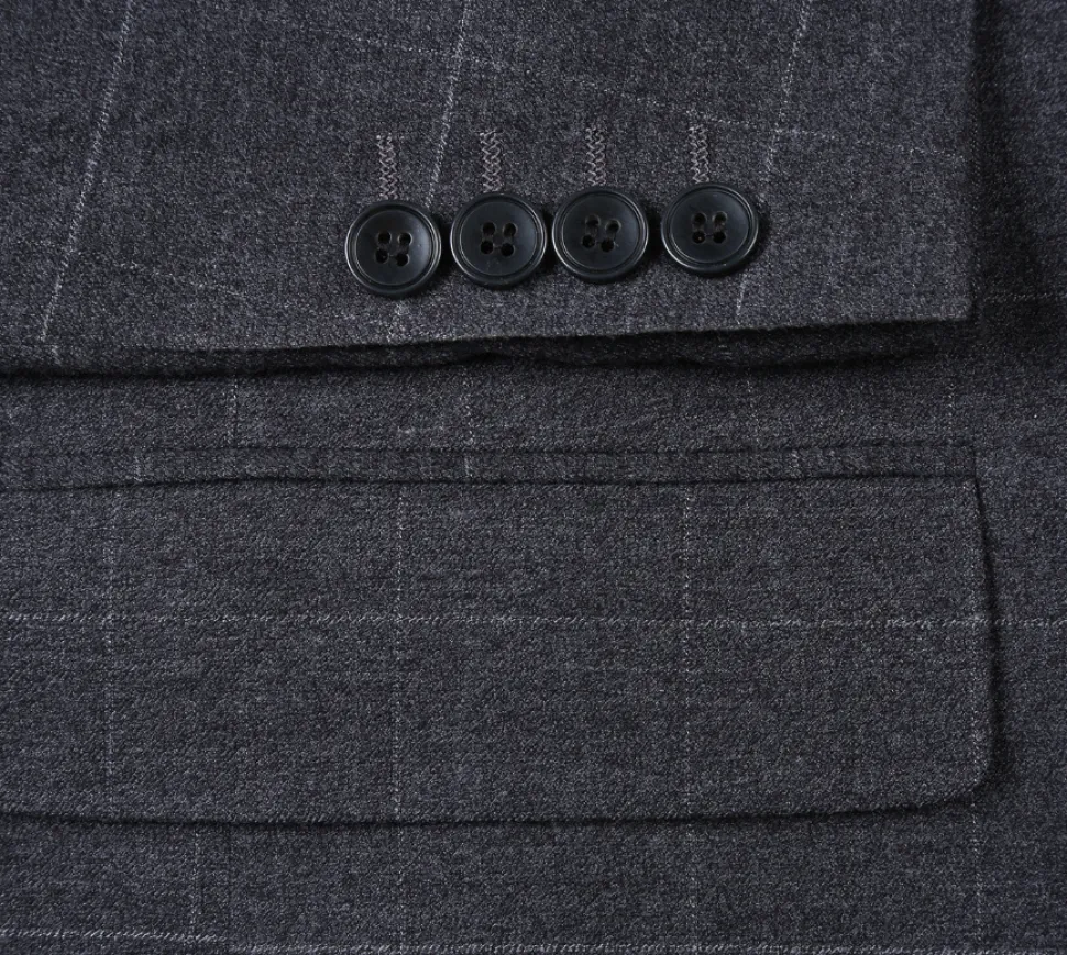 Raphael Mens Gray Windowpane Slim Fit Notch Lapels 2 Buttons Stretch Suit