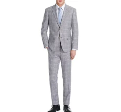 Raphael Mens Light Brown Windowpane Slim Fit Notch Lapel 2 Button Suit