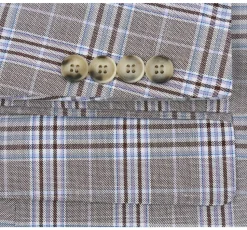 Raphael Mens Light Brown Windowpane Slim Fit Notch Lapel 2 Button Suit