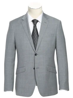 Raphael Mens Light Gray Check Slim Fit Wool Blend Stretch 2 Piece Suit