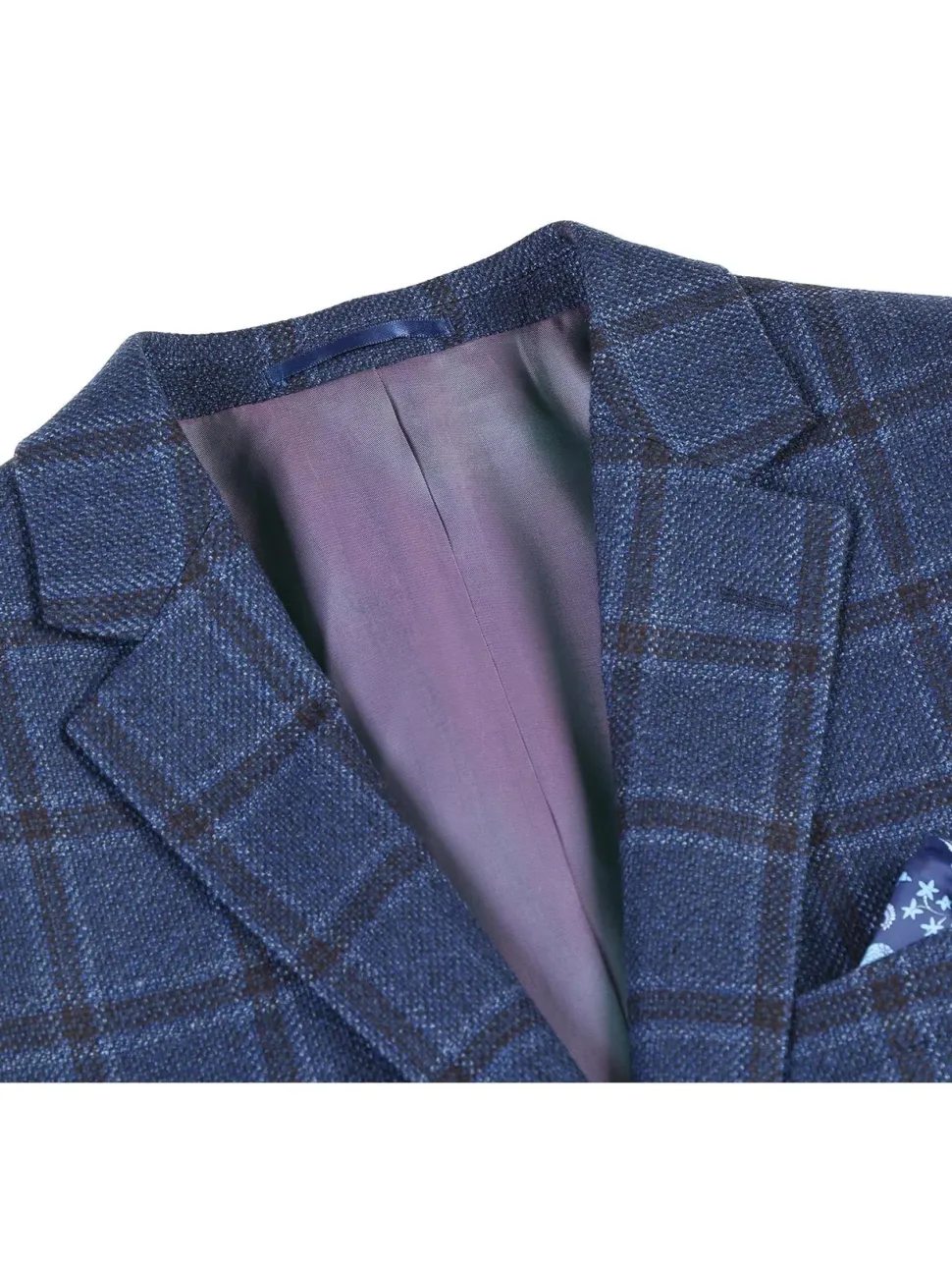 Raphael Men's Navy Blue Plaid 100% Wool Classic Fit Blazer Sportcoat