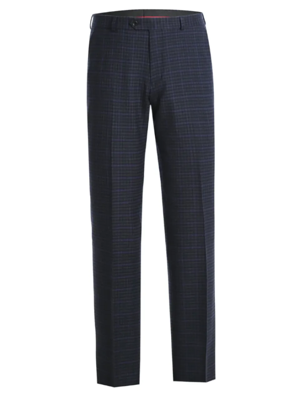 Raphael Mens Navy Grey Check Notch Lapel Slim Fit Stretch Wool Blend Suit