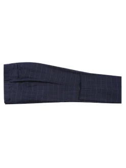 Raphael Mens Navy Grey Check Notch Lapel Slim Fit Stretch Wool Blend Suit