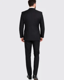 Raphael Men's Regular Classic Fit Solid Black 2 Button Mens Suit
