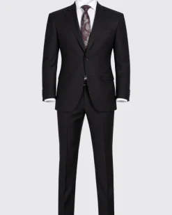 Raphael Men's Regular Classic Fit Solid Black 2 Button Mens Suit