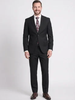 Raphael Men's Regular Classic Fit Solid Black 2 Button Mens Suit