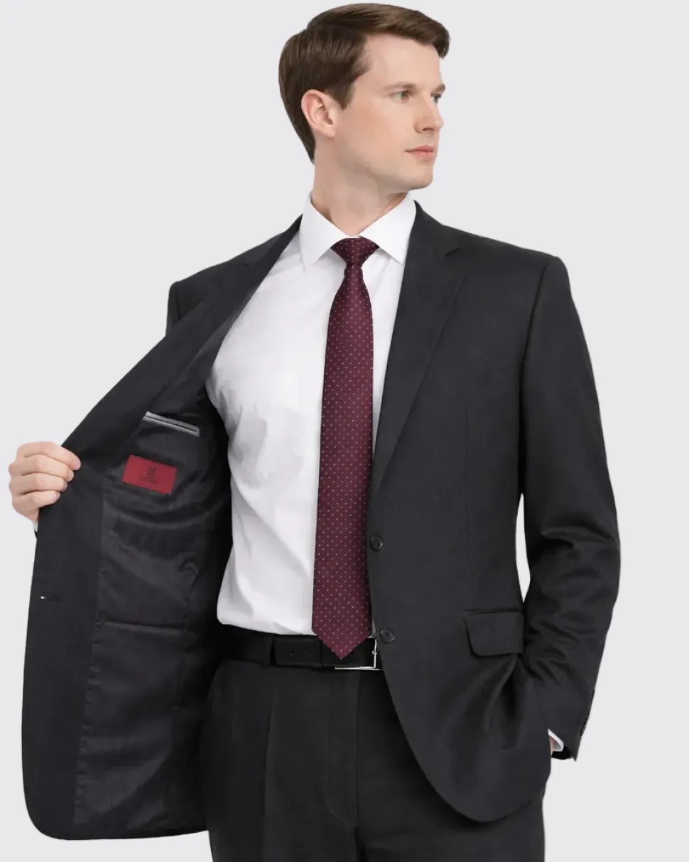 Raphael Men's Regular Classic Fit Charcoal Gray 2 Button Men's Suit