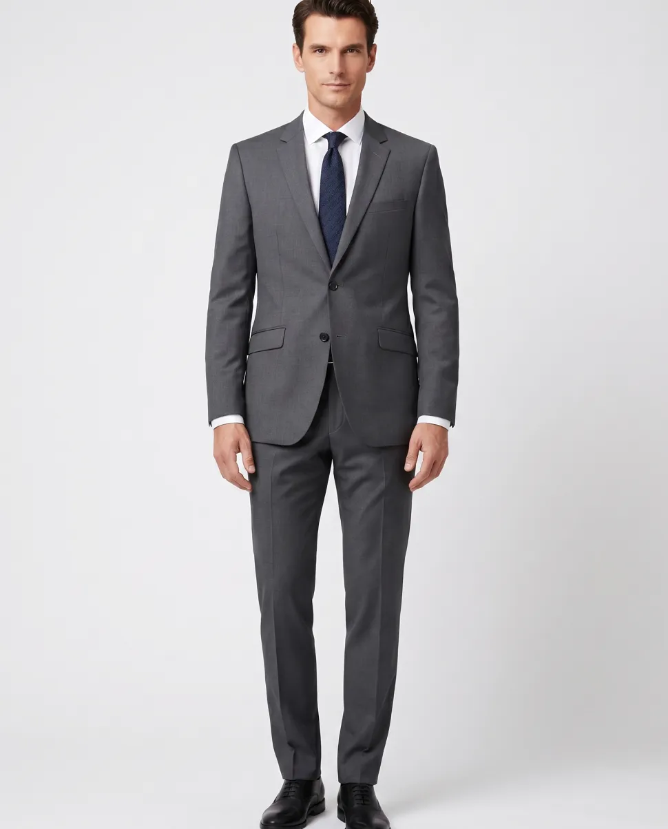 Raphael Men’s Slim Fit Charcoal Gray Notch Lapel Two Button Suit