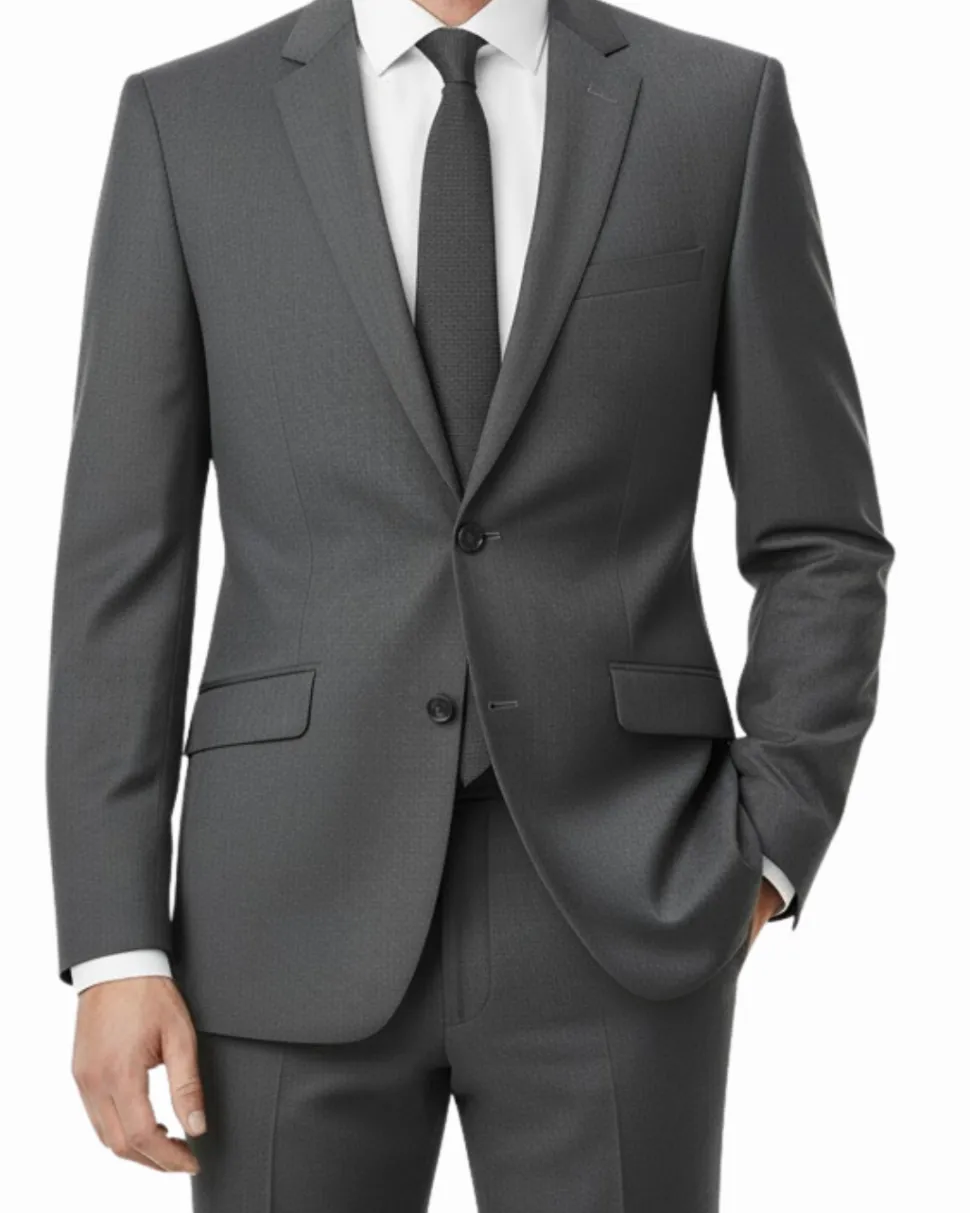 Raphael Men’s Slim Fit Charcoal Gray Notch Lapel Two Button Suit