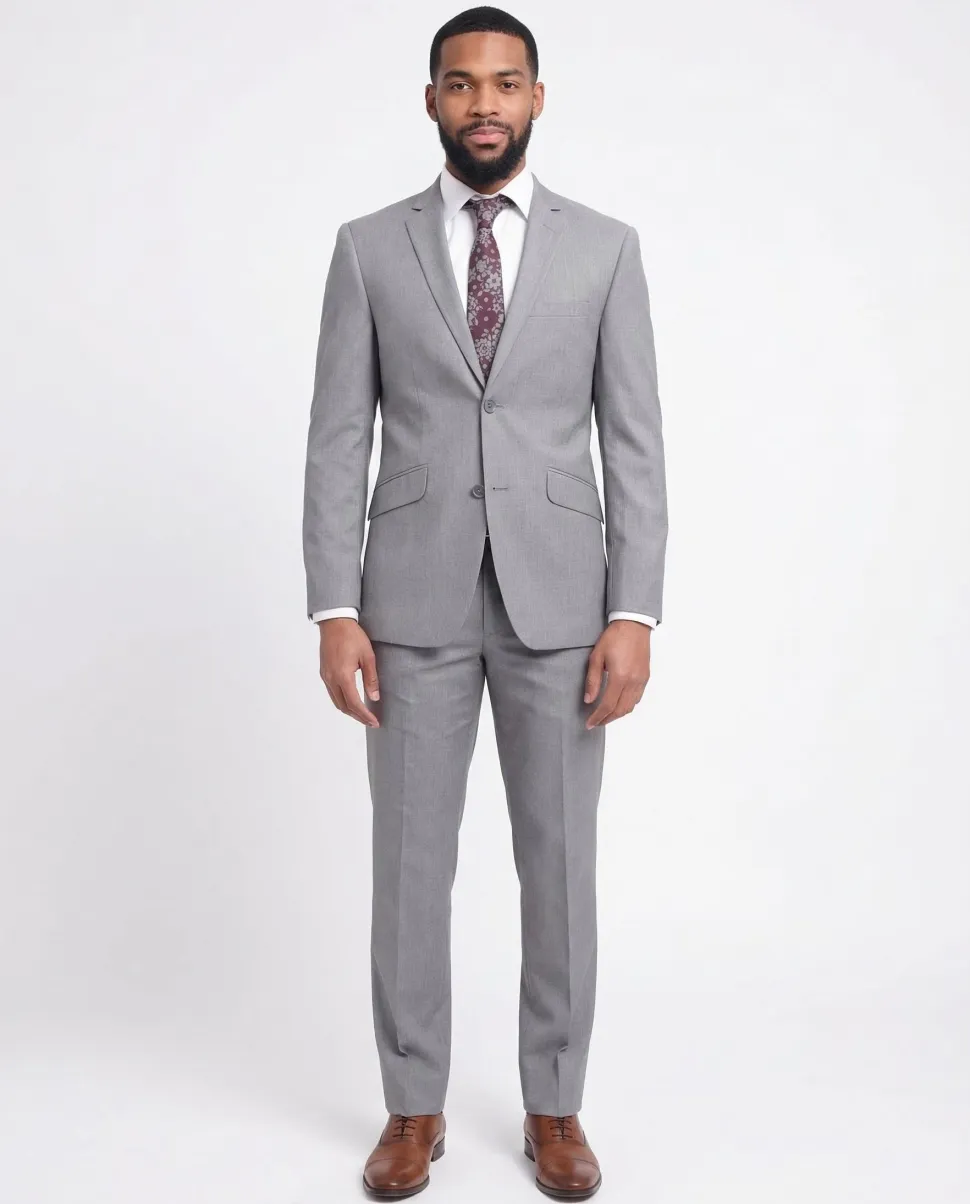 Raphael Men's Slim Fit Light Gray Two Button 2 Piece Suit