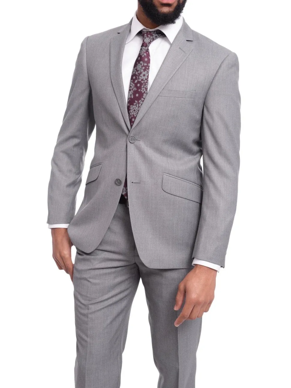 Raphael Men's Slim Fit Light Gray Two Button 2 Piece Suit