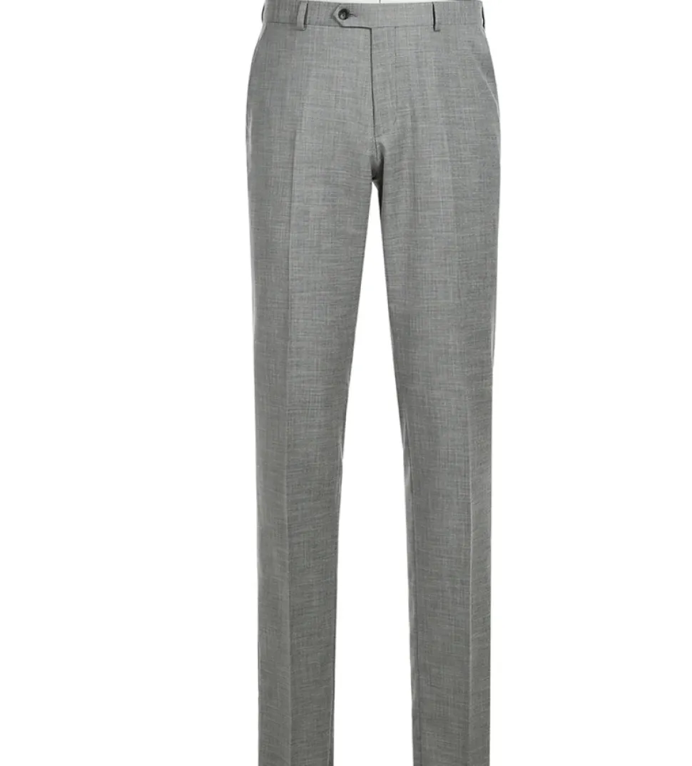 Raphael Men's Slim Fit Light Gray Textured Notched Lapels Two Button Suit