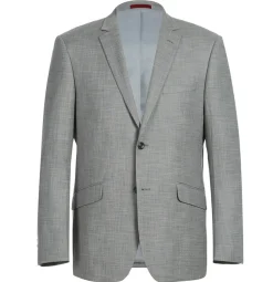 Raphael Men's Slim Fit Light Gray Textured Notched Lapels Two Button Suit