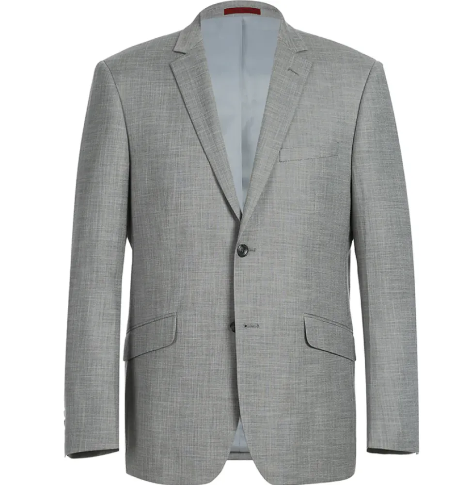 Raphael Men's Slim Fit Light Gray Textured Notched Lapels Two Button Suit
