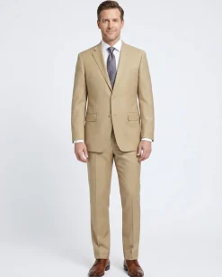 Raphael Men’s Slim Fit Tan Super 170’s Notch Lapel Wool Two Button Suit