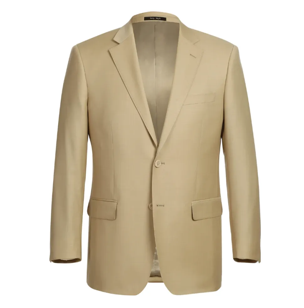Raphael Men’s Slim Fit Tan Super 170’s Notch Lapel Wool Two Button Suit