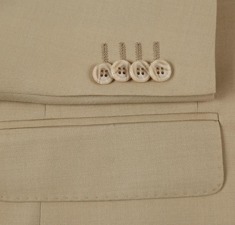 Raphael Men’s Slim Fit Tan Super 170’s Notch Lapel Wool Two Button Suit