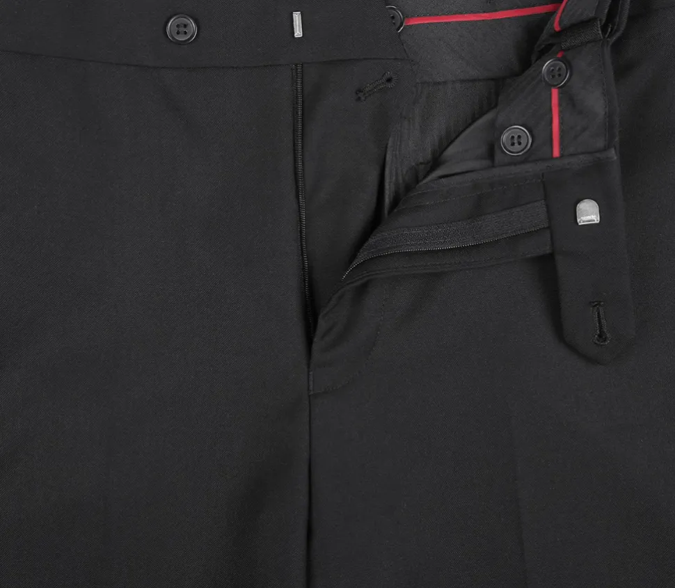 Raphael Mens Solid Black Classic Fit Tuxedo Pants