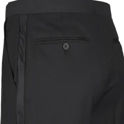Raphael Mens Solid Black Classic Fit Tuxedo Pants