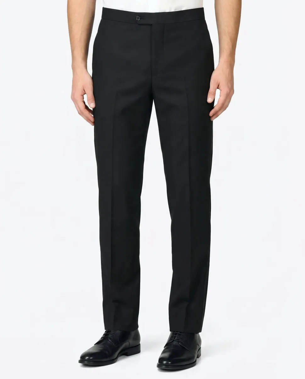 Raphael Mens Solid Black Classic Fit Tuxedo Pants