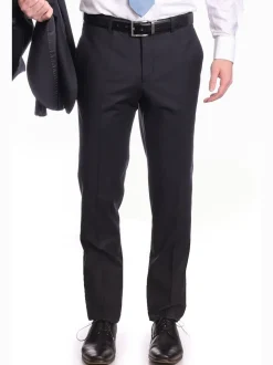 Raphael Mens Solid Black Slim Fit 2 Piece Suit With Peak Lapels