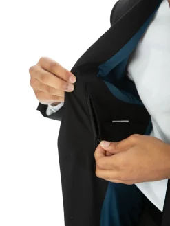 Raphael Mens Solid Black Slim Fit Stretch 2 Button Blazer Sportcoat