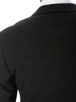 Raphael Mens Solid Black Slim Fit Stretch 2 Button Blazer Sportcoat