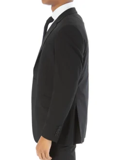 Raphael Mens Solid Black Slim Fit Stretch 2 Button Blazer Sportcoat