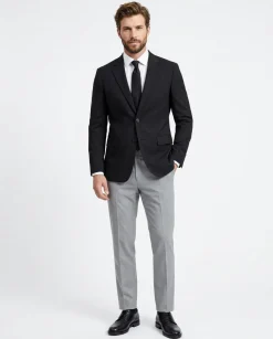 Raphael Mens Solid Black Slim Fit Stretch 2 Button Blazer Sportcoat