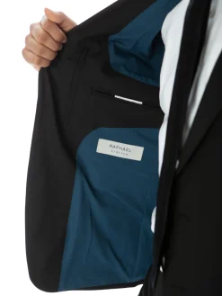 Raphael Mens Solid Black Slim Fit Stretch 2 Button Blazer Sportcoat