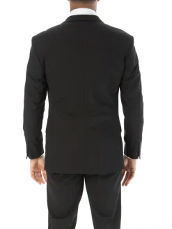 Raphael Mens Solid Black Slim Fit Stretch 2 Button Blazer Sportcoat