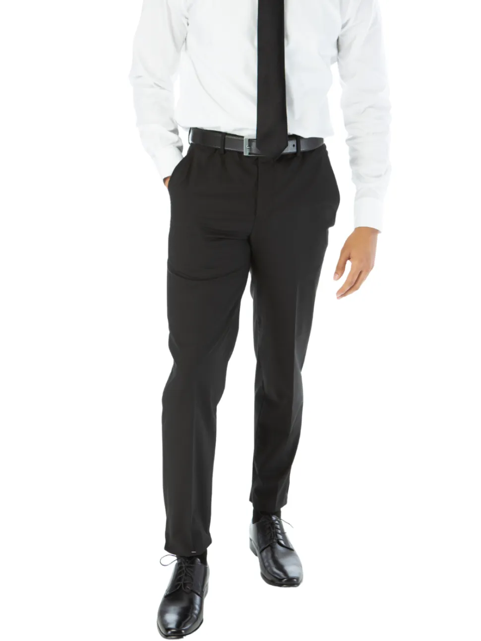 Raphael Mens Solid Black Slim Fit Flat Front Prehemmed Stretch Dress Pants