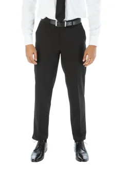 Raphael Mens Solid Black Slim Fit Flat Front Prehemmed Stretch Dress Pants
