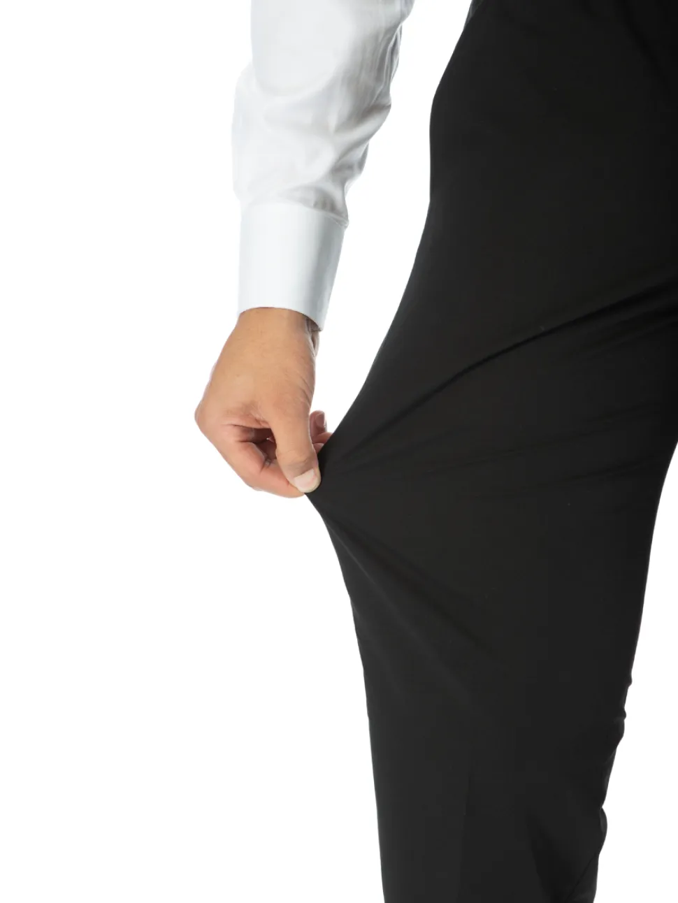 Raphael Mens Solid Black Slim Fit Flat Front Prehemmed Stretch Dress Pants