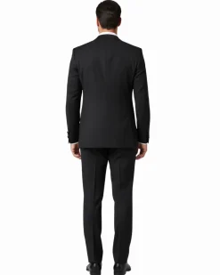 Raphael Mens Solid Black Slim Fit Notch Lapel 2 Button Tuxedo Suit