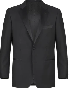 Raphael Mens Solid Black Slim Fit Notch Lapel 2 Button Tuxedo Suit