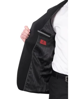Raphael Mens Solid Black Slim Fit 2 Button Suit