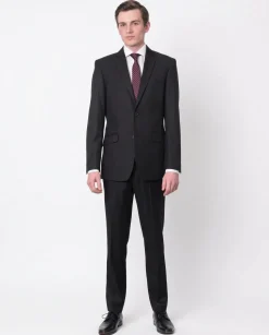 Raphael Mens Solid Black Slim Fit 2 Button Suit